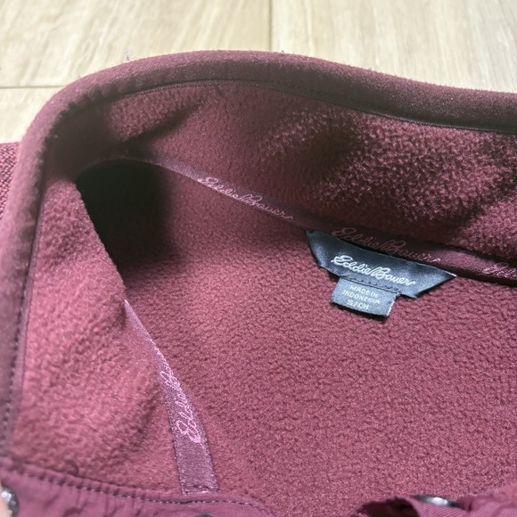 Eddie Bauer Men's Burgundy Pullover Fleece Sweater Small Fall Layering - Picture 4 of 7